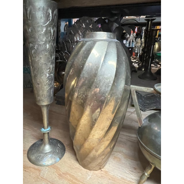 1970s 1970s Instant Collection of Brass Decorative Urns and Vases- Set of 4 For Sale - Image 5 of 10