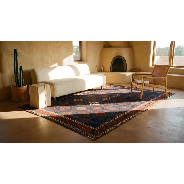 1900s Navy Blue Diamond Tribal Antique Persian Baluch Rug 2'3'' X 2'9'' Knotted Wool Carpet For Sale - Image 10 of 12