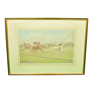 "Against the Boards" Original C1975 Polo Pastel Gouache by Eric Meade-King