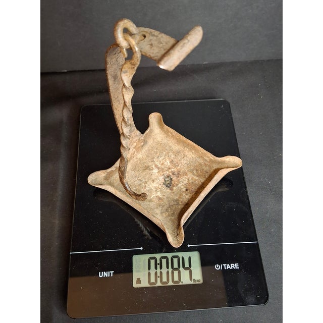 18th C Hand Forged Wrought Iron 4-Wick Fat Lamp Primitive Square Crusie Pick For Sale - Image 17 of 17