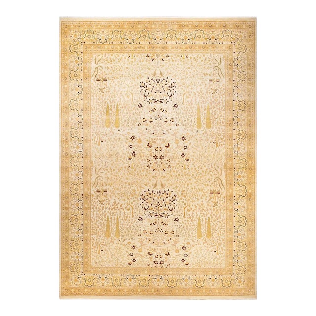 Mogul, One-of-a-Kind Hand-Knotted Area Rug - Ivory, 10' 1" x 14' 6" For Sale