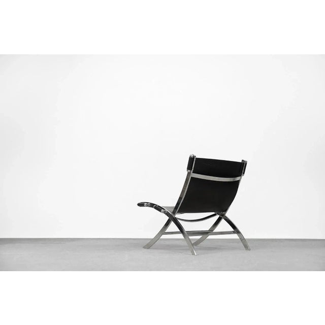 Vintage Italian Minimalist Leather Chair, 1980s For Sale - Image 10 of 18