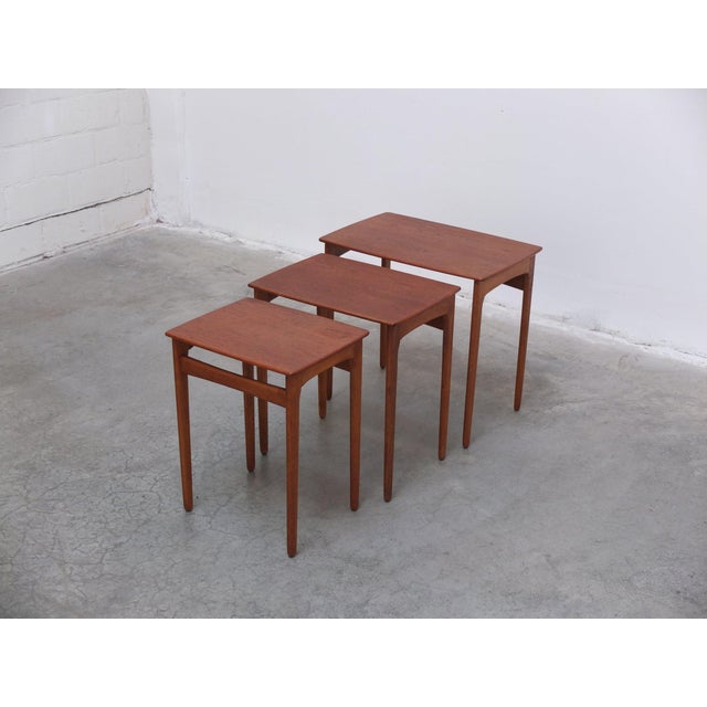 Brown Nesting Tables in Teak and Oak by Svend Åge Madsen, 1960s, Set of 3 For Sale - Image 8 of 16
