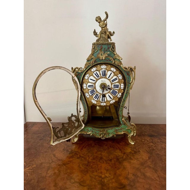 Goldenrod Antique French Ormolu Mantle Clock, 1860 For Sale - Image 8 of 10