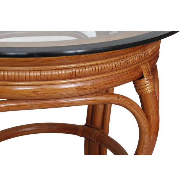 Bamboo, Rattan and Glass Side Tables, a Pair For Sale In Tampa - Image 6 of 7