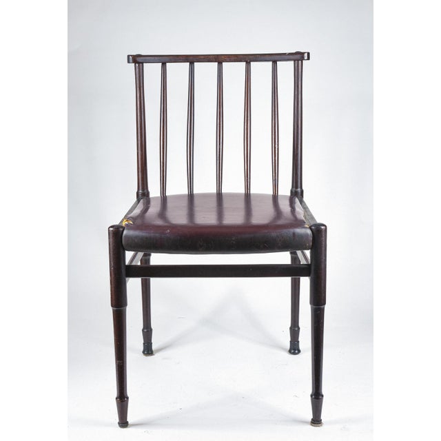Wood Vintage Chair in Dark Stained Wood and Leather, 1960s For Sale - Image 7 of 8
