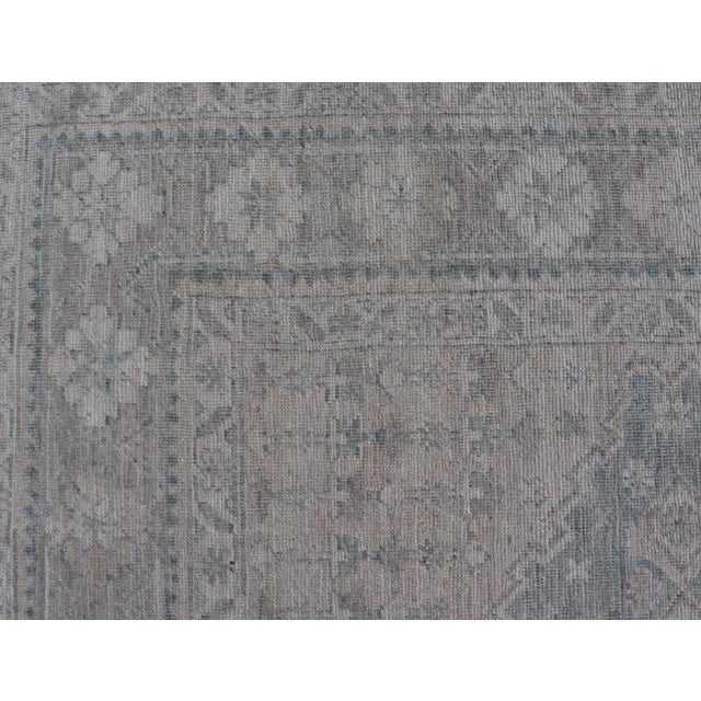 Textile Modern Persian Shiraz Rug With Tribal Design in Light Blue Background and Taupe For Sale - Image 7 of 12