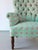Vintage Green Coral Button Back Armchair, Belgium For Sale - Image 6 of 9
