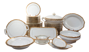 French Dinnerware with Gold Trim from Limoges Porcelain, 1950s, Set of 53