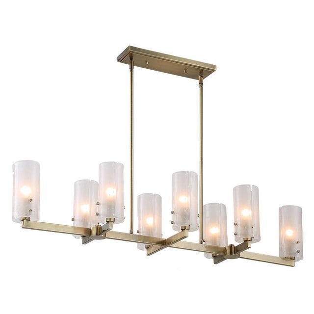 Uttermost Brushed Brass 8 Light Linear Chandelier For Sale - Image 4 of 9