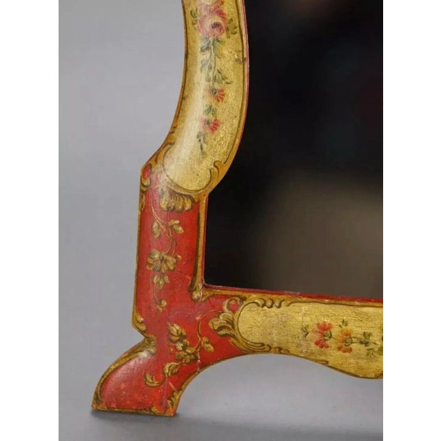 Wood Vintage Italian Style Paint Decorated Table Top Mirror, Mid 20th Century For Sale - Image 7 of 10