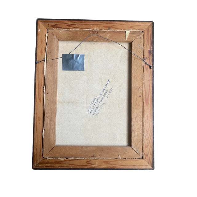 1950 Vintage Chinese Oil Painting on Board Portrait of a Woman in a Hat, Signed Tom Wong For Sale In Philadelphia - Image 6 of 9