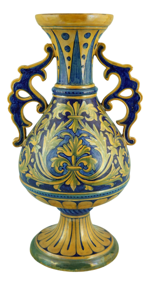 Vintage Neo-Renaissance Majolica Ceramic Vase by Luca Della Robbia, 1920s