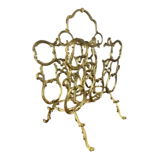 Vintage Newspaper Rack in Brass For Sale