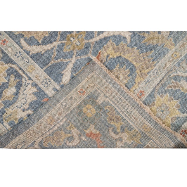 Blue Contemporary Sultanabad Wool Rug With Allover Design For Sale - Image 9 of 11