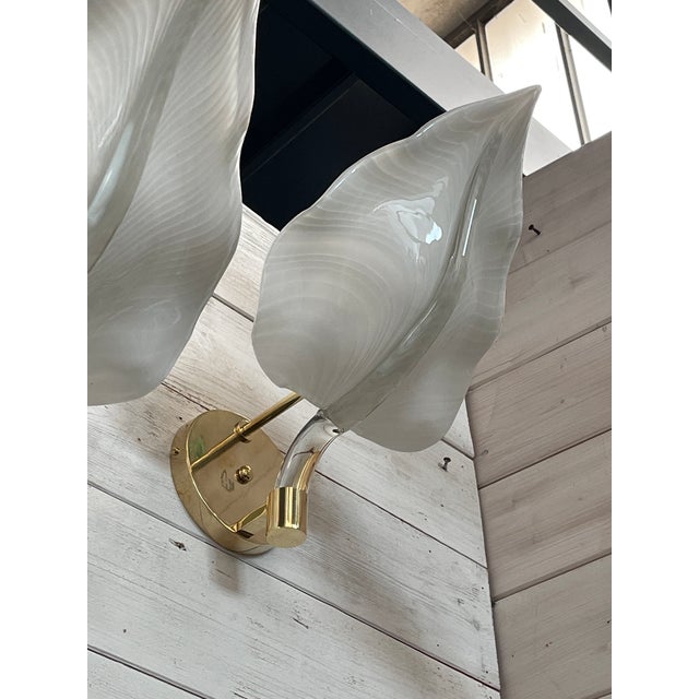 Murano Glass and Brass Wall Lamps, 1970s, Set of 3 For Sale - Image 13 of 18