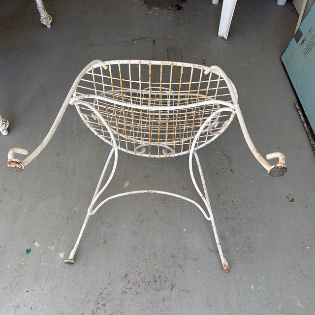 Mid 20th Century Painted White Ornate Metal Garden Chairs Set of 2 For Sale - Image 4 of 12