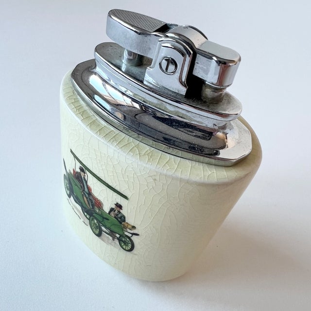 Cream Vintage Table Lighter with Veteran Car Motif from Rolstar For Sale - Image 8 of 18