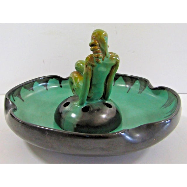 Ceramic Antique Einar Luterkort Ekeby Sweden Art Deco Flower Frog Figurine For Sale - Image 7 of 16