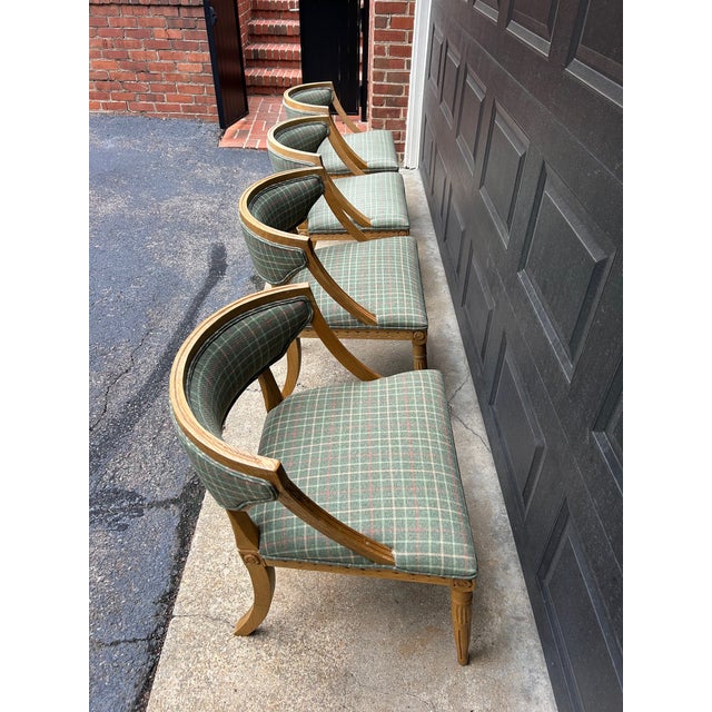Set of 4 Custom Restoration Hardware Swedish Demi-Lune Chairs For Sale - Image 11 of 14