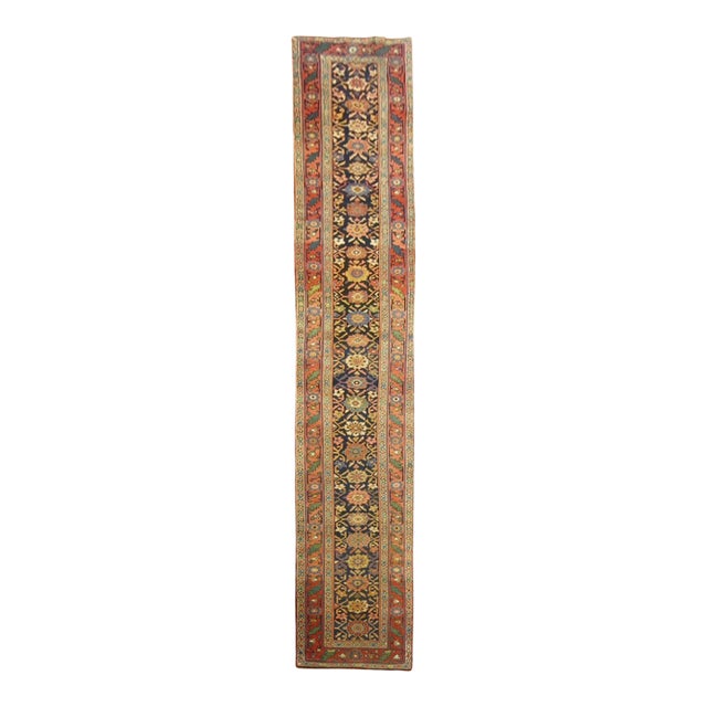 Zabihi Collection Bidjar Antique Persian Long Runner - 3' x 17'1" For Sale