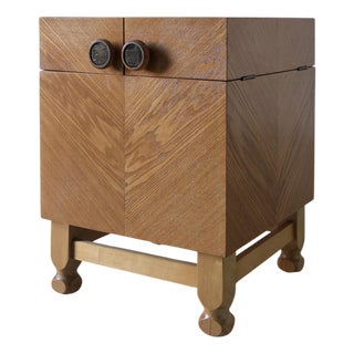 Mid-Century Oak Bar Cabinet Side Table For Sale