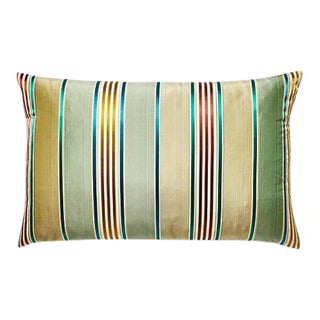 The House of Scalamandré Charlotte Stripe Lumbar Pillow, Moss For Sale