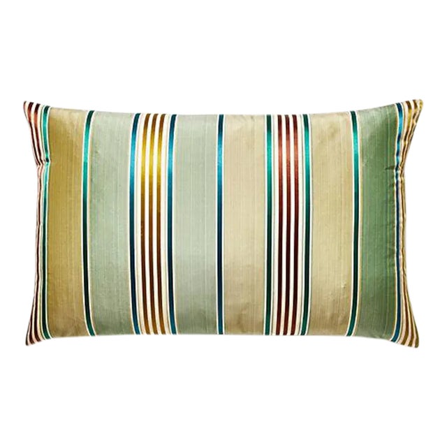 The House of Scalamandré Charlotte Stripe Lumbar Pillow, Moss For Sale