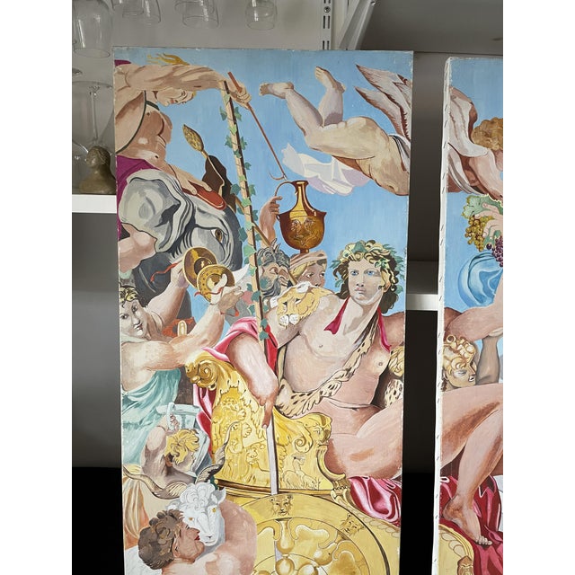 Contemporary The Triumph of Bacchus and Ariadne Diptych, 1990s, Painted Canvases, Set of 2 For Sale - Image 3 of 10