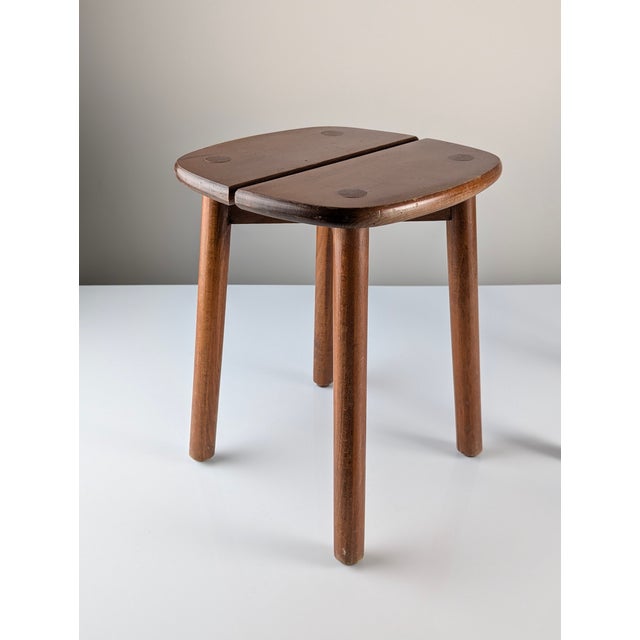 Mid-Century Modern Wooden Stools by Pierre Gautier Delaye, France, 1960s, Set of 2 For Sale - Image 3 of 18