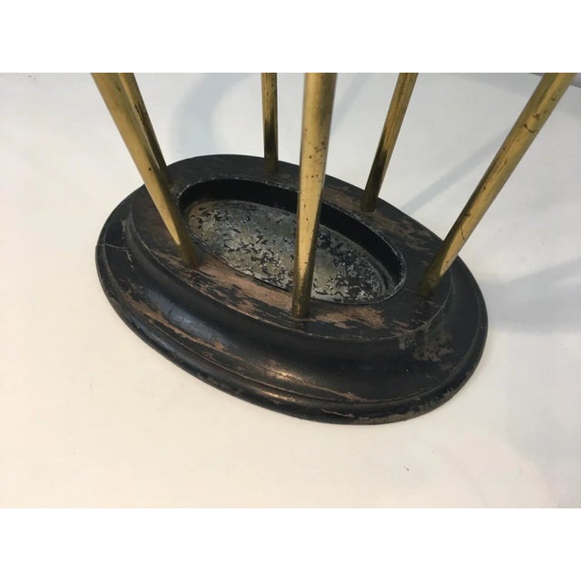 Mid-Century Modern Attributed to Jacques Adnet, Ebonized Wood and Brass Umbrella Stand For Sale - Image 3 of 13