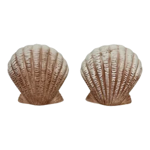 Mid Century Clam Shell Salt and Pepper Shakers - a Pair