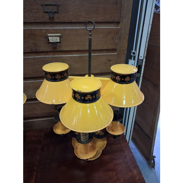 Empire 3-Light Bouillotte Lamps in Lacquered Sheet Metal with Candle Extinguisher, 1920s, Set of 2 For Sale - Image 4 of 8