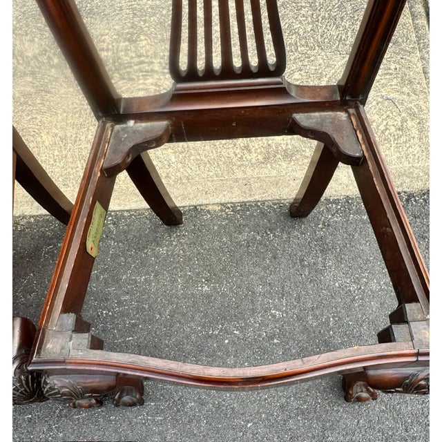Vintage Mahogany Set of 4 English Chippendale Style Dining Chairs Ball and Claw Feet For Sale - Image 17 of 17