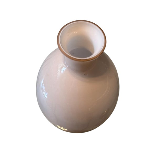 Mid Century Italian Blush Opaline Glass Decanter With Amber Stopper For Sale - Image 4 of 8