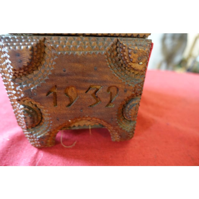 Wood Folk Art Sewing Box, 1920s For Sale - Image 7 of 8