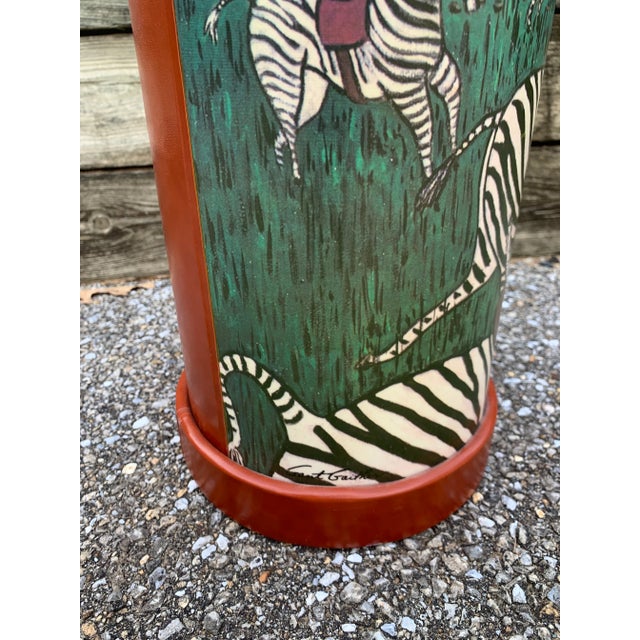 Vintage Gant Gaither Xlarge Zoophisticates Foxhunt Leather Ice Bucket For Sale In Baltimore - Image 6 of 9