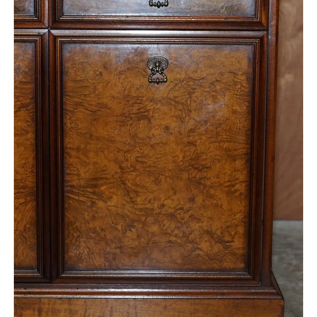 Burr & Quarter Cut Walnut Sideboard with Twin Drawers & Cupboard Base For Sale - Image 9 of 16