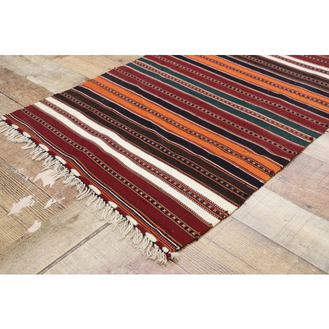 Vintage Persian Shiraz Striped Kilim Rug - 02'02 X 03'03 For Sale In Dallas - Image 6 of 9