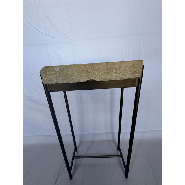 Contemporary Printing Stone Side Table For Sale - Image 3 of 6