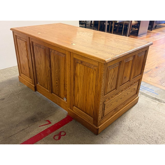Wood Noriega Furniture Smith Oak Executive Desk, Vintage For Sale - Image 7 of 12