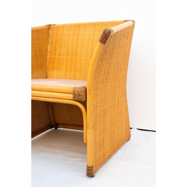 Textile Vintage Wicker Armchairs by Maxalto, 1970s, Set of 4 For Sale - Image 7 of 10