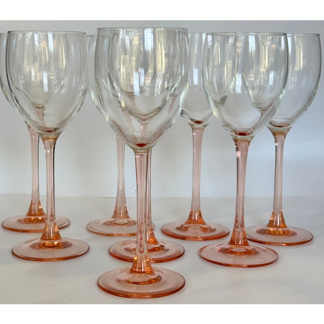 1980’s Made in France Blush Pink Wine Glasses - Set of 4 For Sale - Image 9 of 13