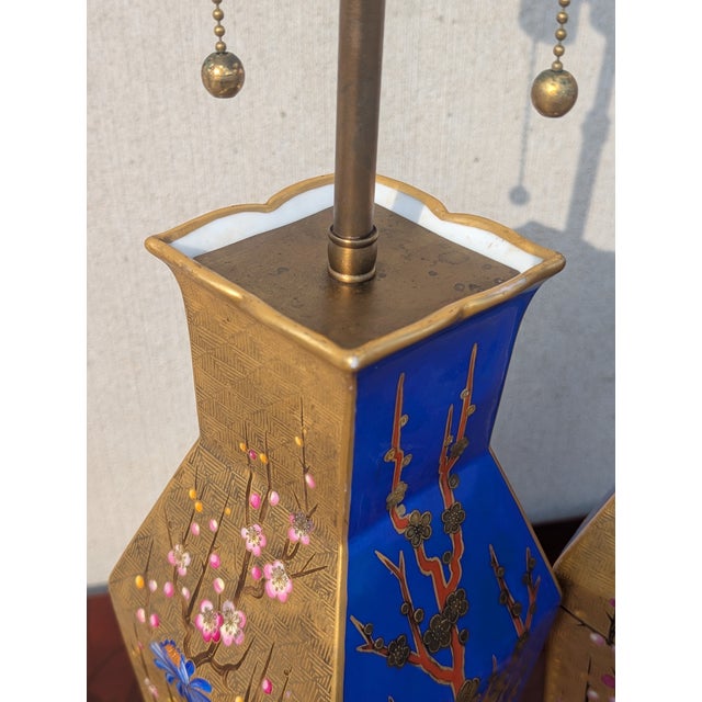 Bronze 19th Century Japanese Cloisonné & Gilt Bronze Table Lamps - a Pair For Sale - Image 8 of 12