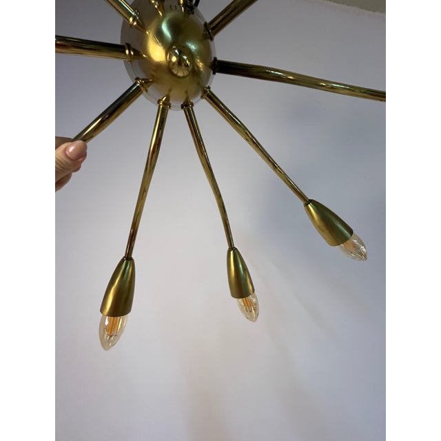Brass 10-Arm Chandelier, 1950s For Sale - Image 9 of 11