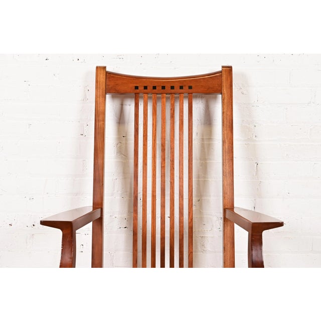 Stickley Mission Arts & Crafts Cherry Wood High Back Spindle Dining Chairs, Set of Six For Sale In South Bend - Image 6 of 12