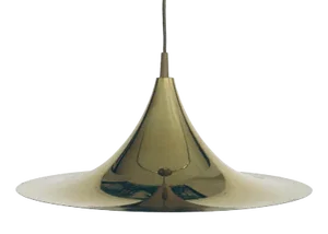 Postmodern Witch Hat Gold Pendant Lamp, 1980s