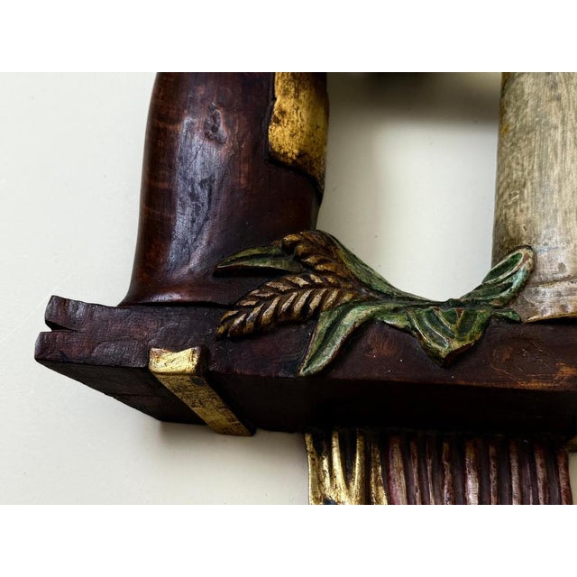 Italian Murano Glass Beer Lantern Wall Light in Hand-Carved Wood, 1970s For Sale - Image 13 of 18