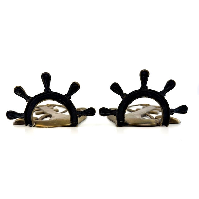 Vintage Solid Brass Nautical Anchor Bookends, a Pair For Sale - Image 9 of 10