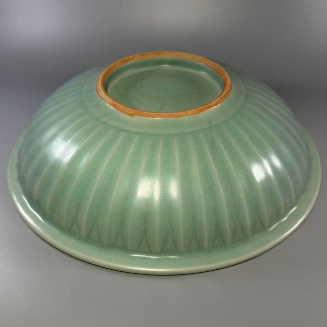Vintage Chinese Longquan Celadon Crackle‑Glaze Shallow Plate With Relief Dragon Motif For Sale - Image 10 of 11